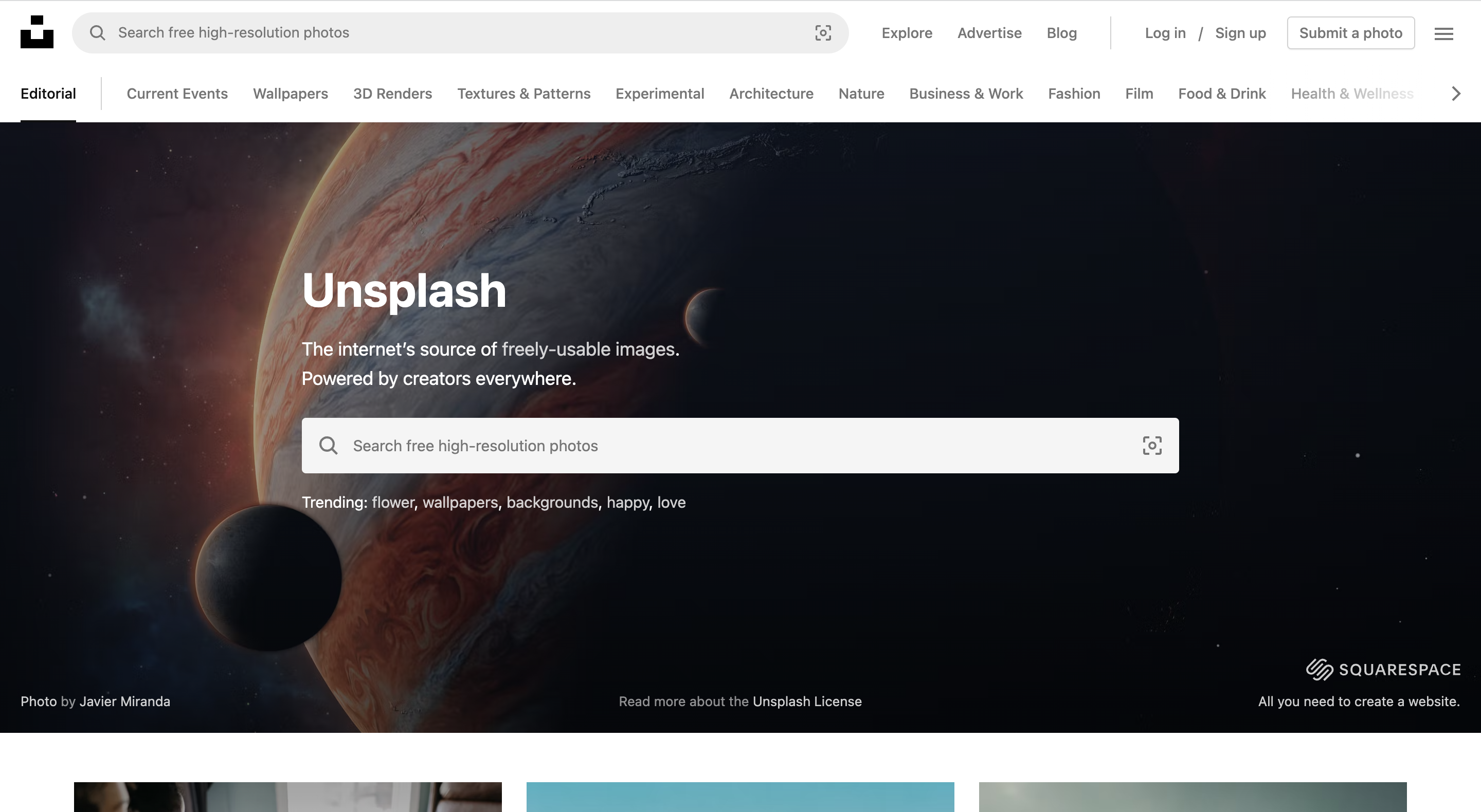 Unsplash website